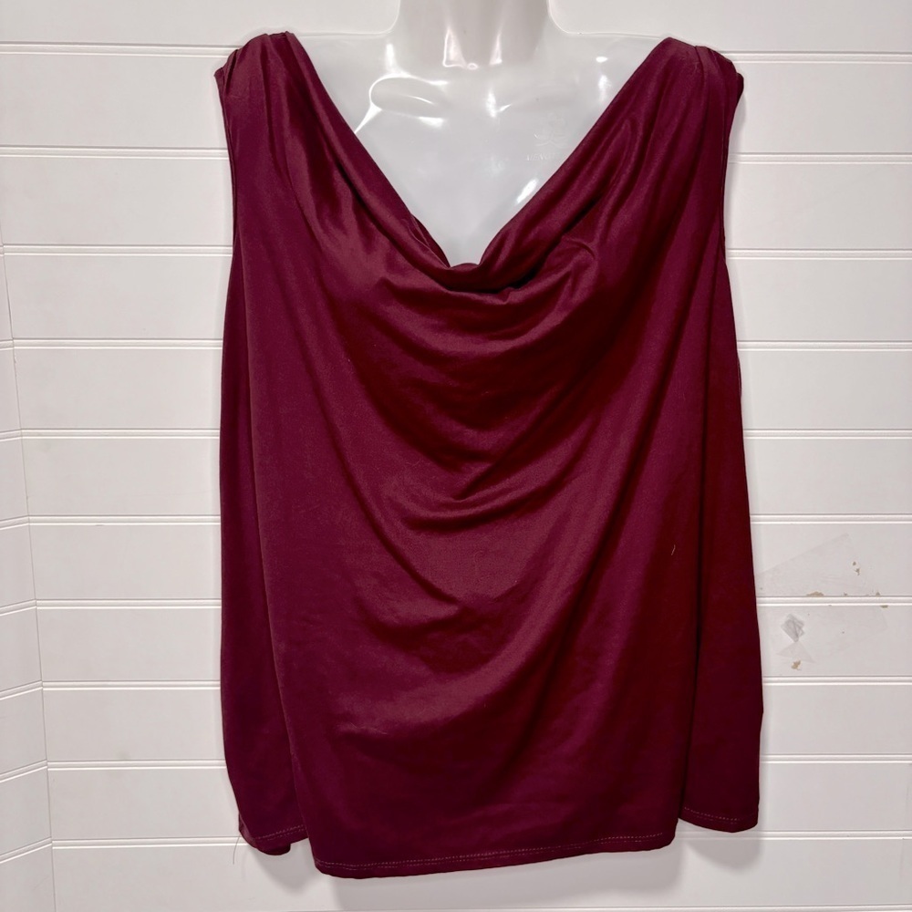 Time Square Burgundy Sleeveless Top~ Cowl Neck ~ Plus Size 3X
